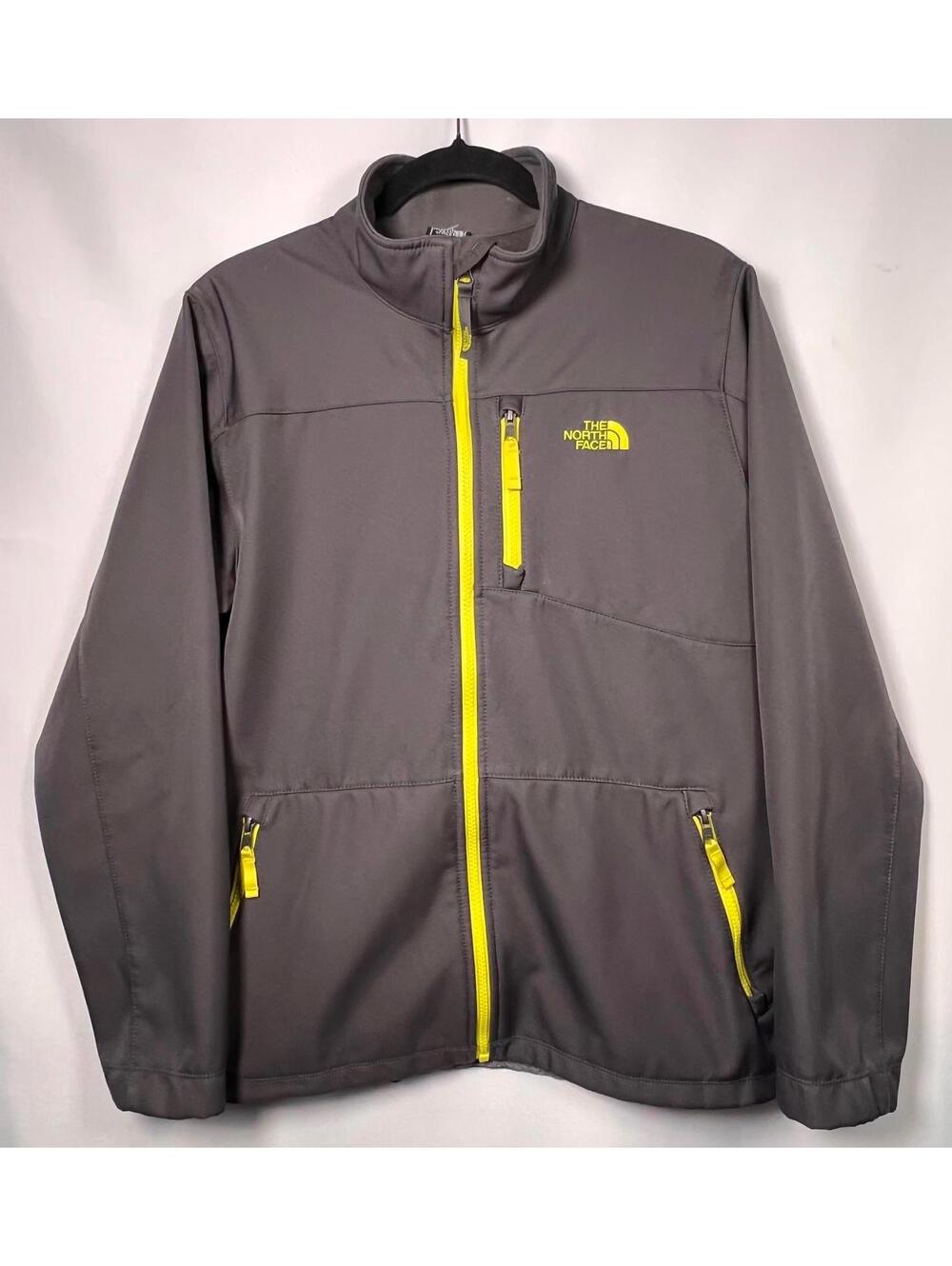 The North Face Boys XL Gray Softshell Jacket with Yellow Zippers